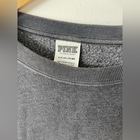 PINK Victoria's Secret Charcoal and Sky Blue Crewneck Sweater - Picture 2 of 3